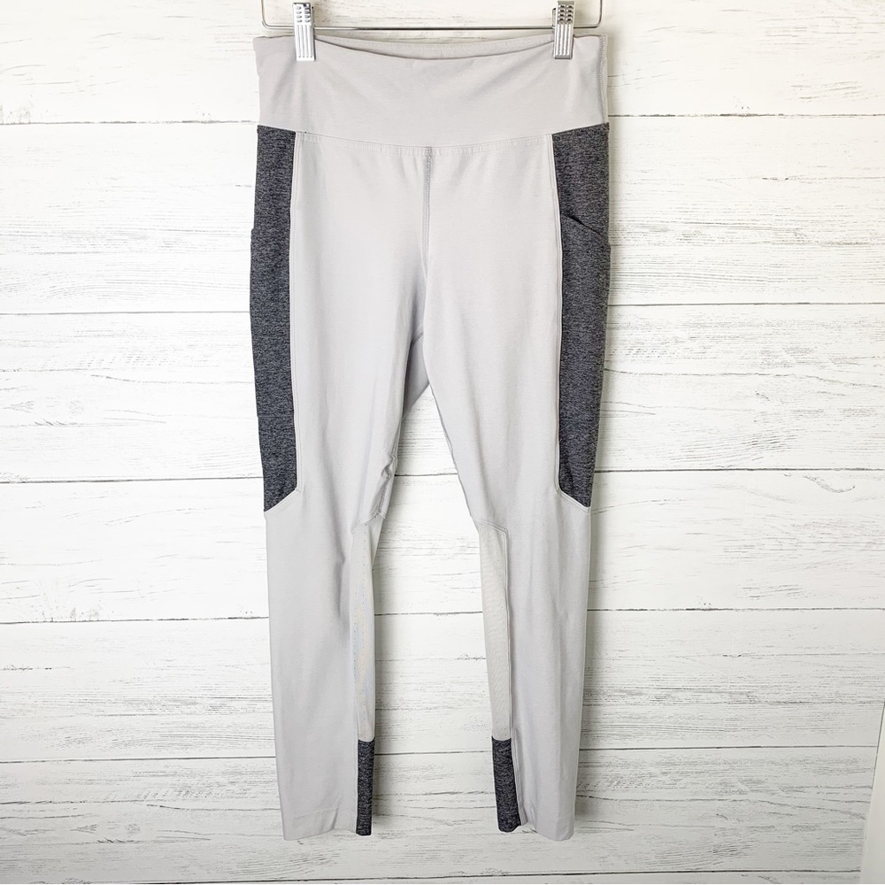 Lululemon 7/8 Leggings Grey Heathered Black High Rise Pockets Mesh